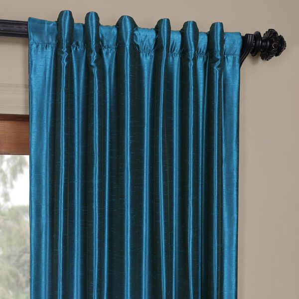 Ocean Blue Vintage Textured Faux Dupioni Silk Curtain SAMPLE SWATCH, image 3