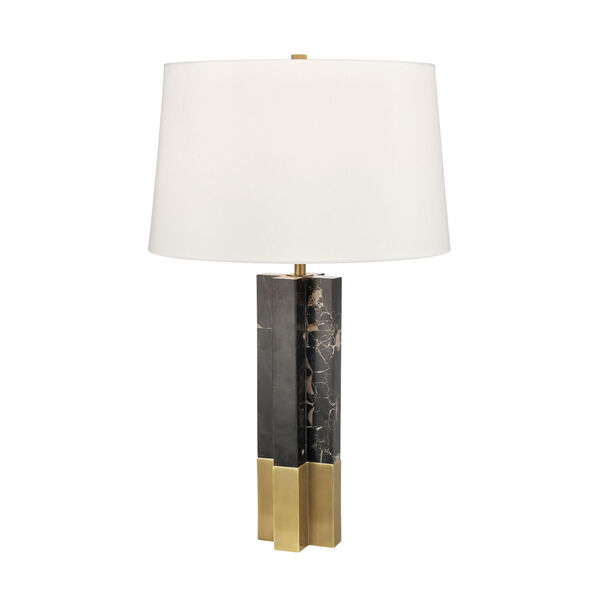 Upright Black and Brass One-Light Table Lamp, image 1