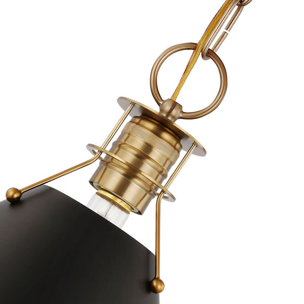Outpost Matte Black and Burnished Brass One-Light Mini Pendant, image 3