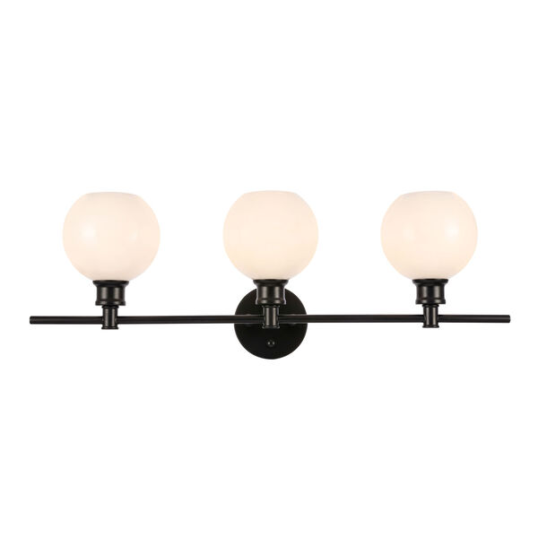 Collier Black Three-Light Bath Vanity with Frosted White Glass, image 1