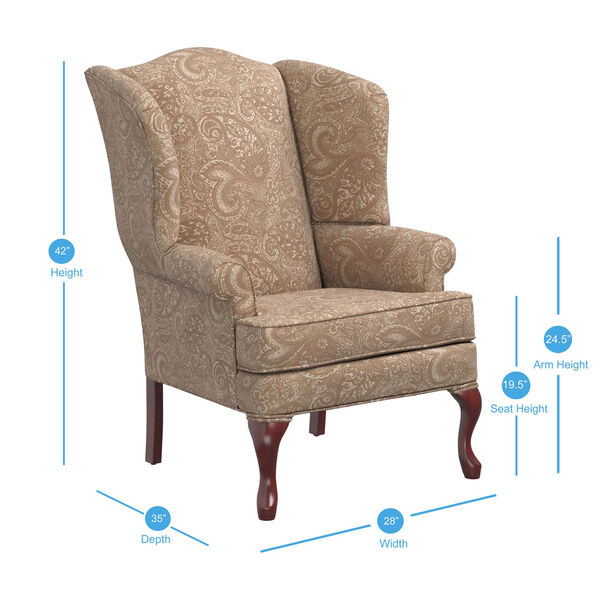Paisley Cream Wingback Chair, image 2