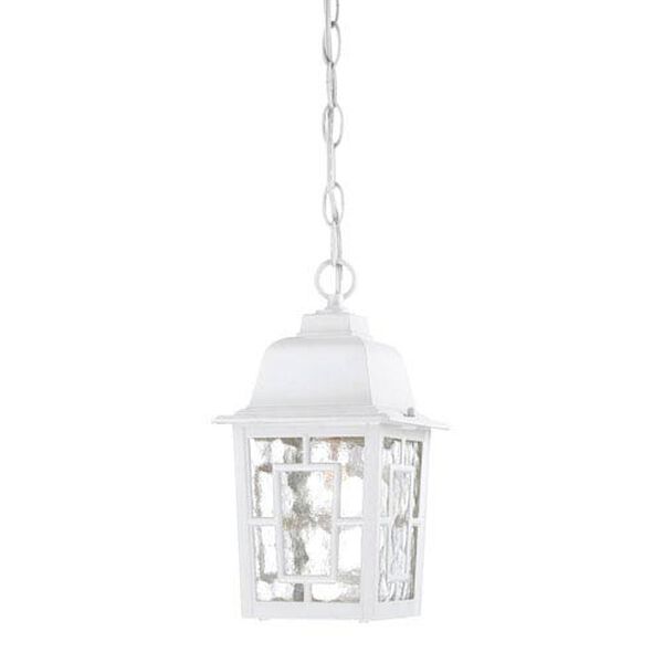 Banyon White Finish One Light Outdoor Hanging Pendant with Clear Water Glass, image 1