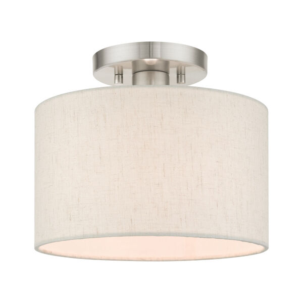 Meadow Brushed Nickel 10-Inch One-Light Semi-Flush Mount, image 1