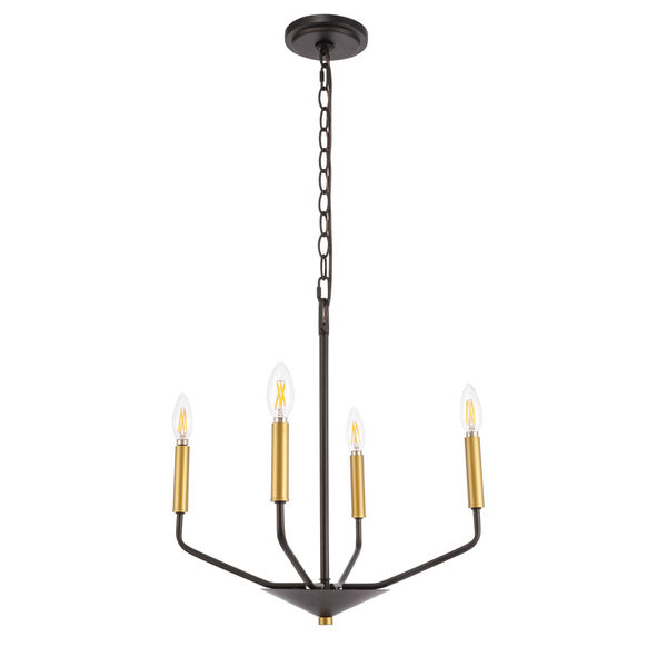 Enzo Black and Brass Four-Light Pendant, image 3