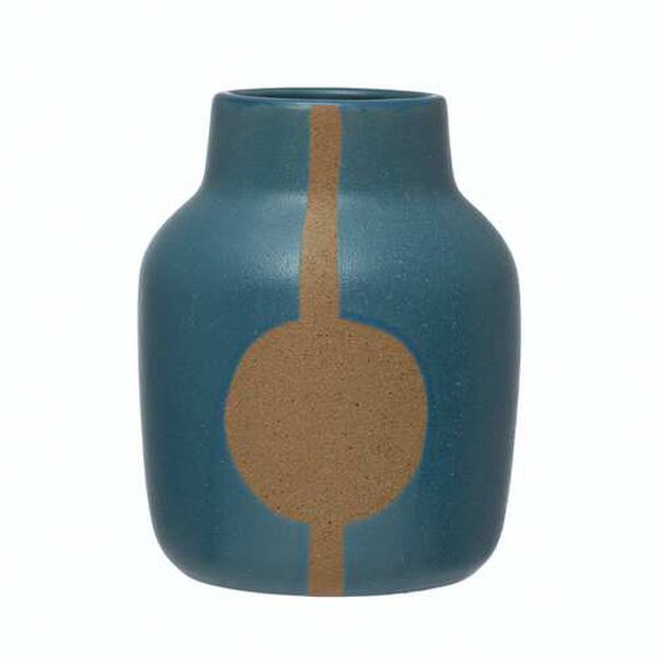 Blue Abstract Design Stoneware Vase, image 1