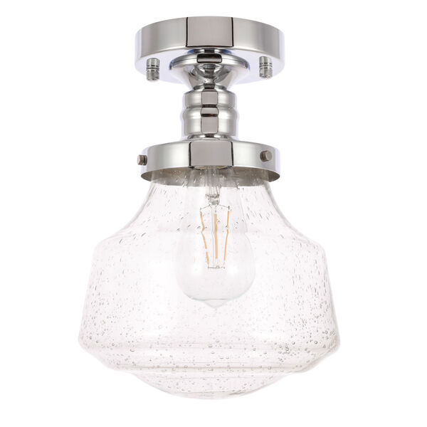 Lyle Chrome Eight-Inch One-Light Flush Mount with Clear Seeded Glass, image 2