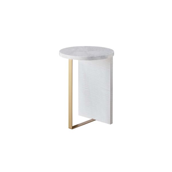 Tranquility Reverie White and Gold Round Accent Table, image 3