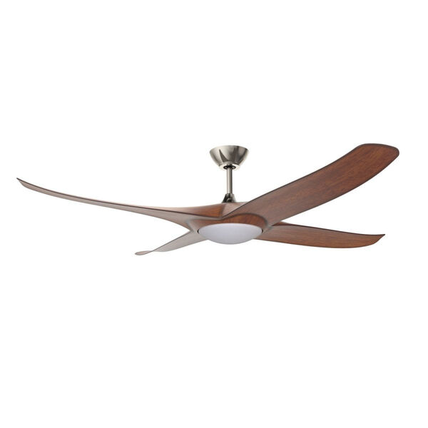 Zephyrus Satin Nickel 60-Inch LED Ceiling Fan with Dark Walnut Blades, image 1
