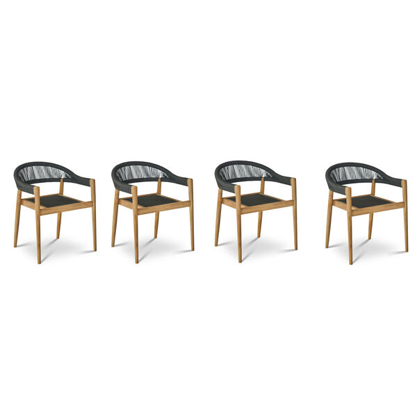 Klint Natural Teak Outdoor Stacking Armchair, Set of Four, image 1