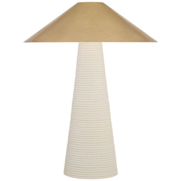Miramar Accent Lamp in Porous White with Antique-Burnished Brass Shade by Kelly Wearstler, image 1