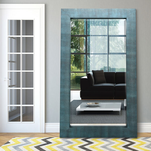 Shagreen Blue 80 x 48-Inch Beveled Floor Mirror, image 1