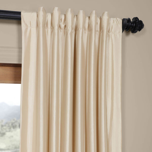 Antique Beige Faux Silk Taffeta Single Panel Curtain 50 x 120, image 4