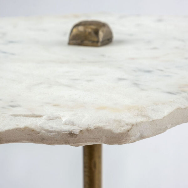 Pinera II White and Gold Triangular Marble Top End Table, image 3