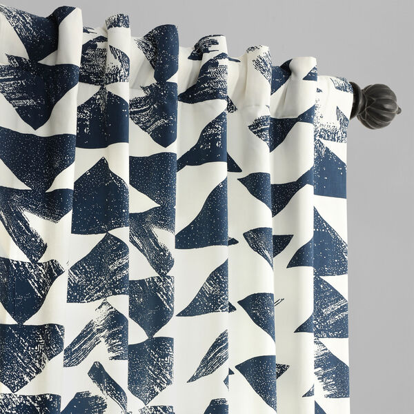 Triad Indigo Printed Cotton Twill Curtain Single Panel, image 4