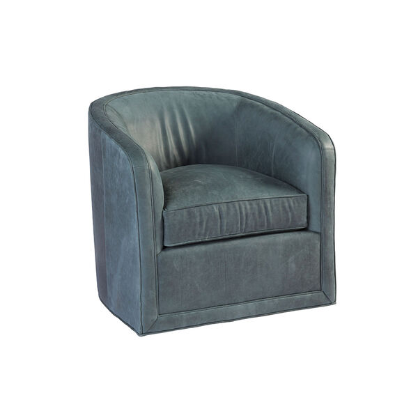 Los Altos Blue Colton Leather Swivel Chair, image 1