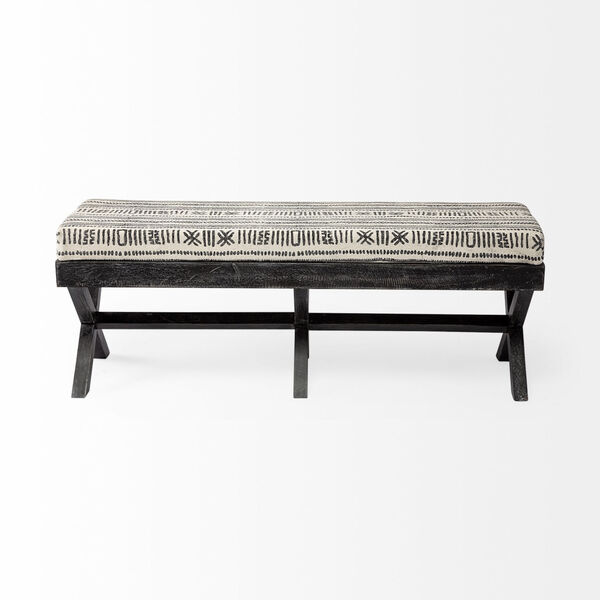 Solis Dark Brown and Gray Patterned Upholstered Bench, image 2