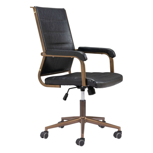 Auction Vintage Black and Bronze Office Chair, image 6