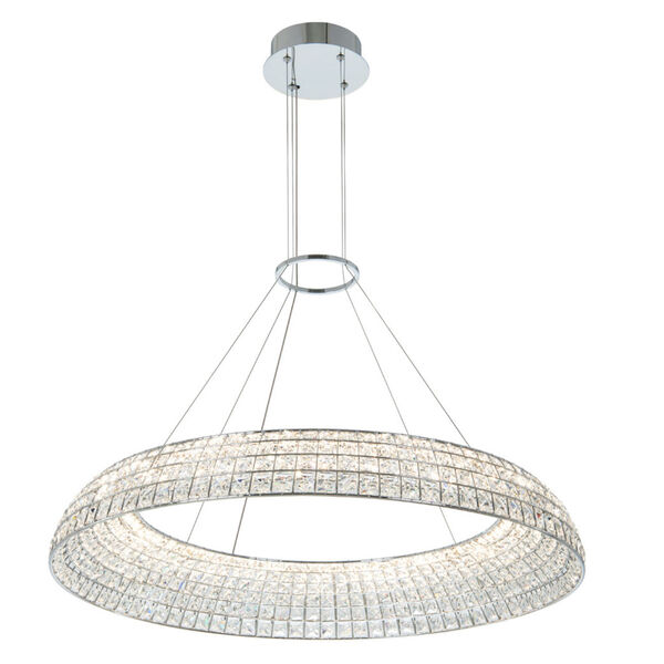 Nuvole Chrome 36-Inch LED Chandelier with Firenze Crystal, image 1