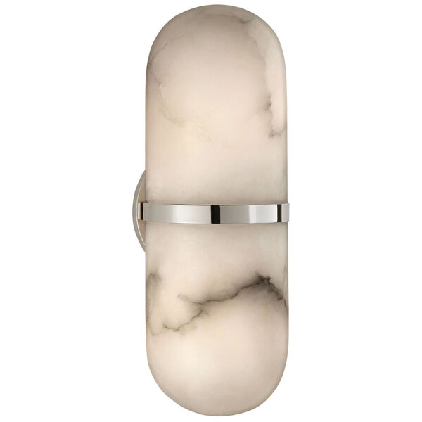 Melange Pill Form Sconce in Polished Nickel with Alabaster by Kelly Wearstler, image 1