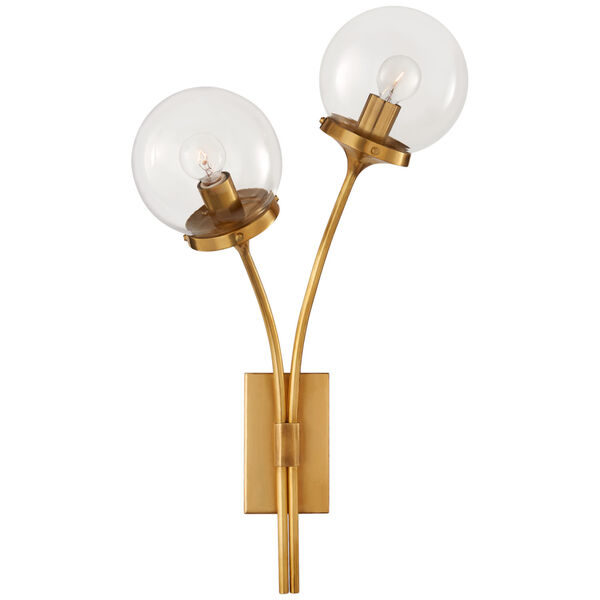 Prescott Left Sconce in Soft Brass with Clear Glass by kate spade new york, image 1