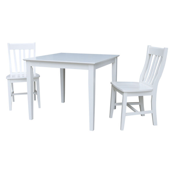 White 36-Inch Dining Table with Two Chair, Set of Three, image 2