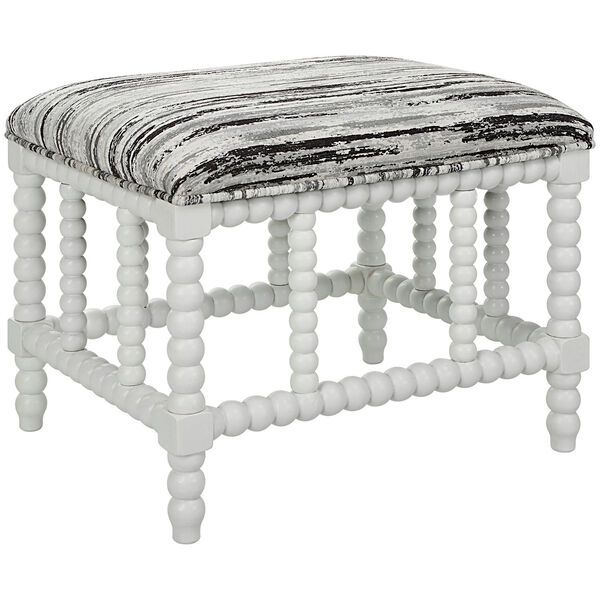 Seminoe White, Black and Gray Upholstered Small Bench, image 2