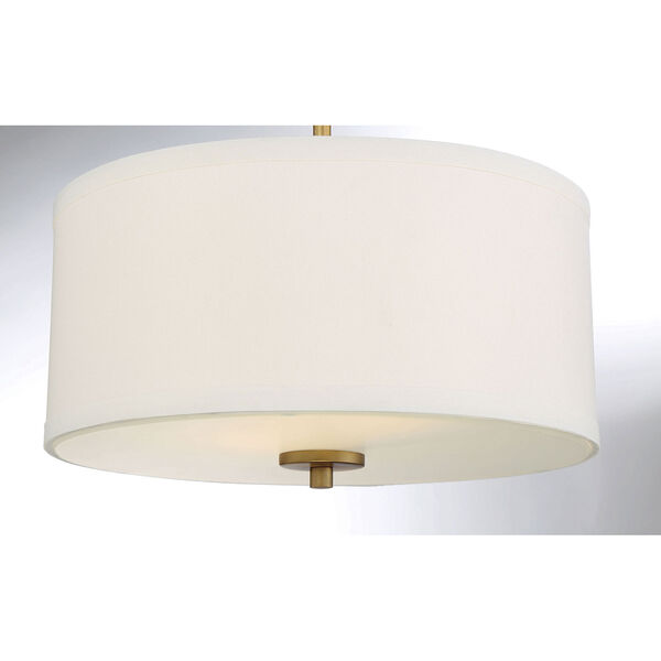 Selby Natural Brass Two-Light Semi Flush Mount with White Fabric Shade, image 5