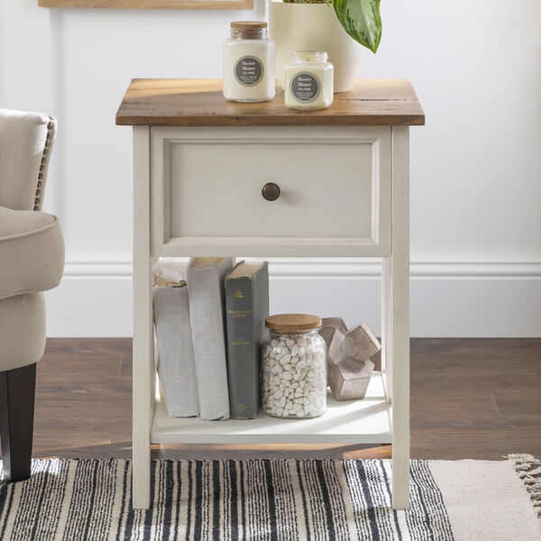 Natalee Barnwood and White One Drawer Side Table, image 3