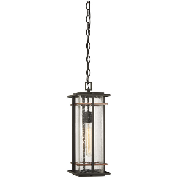 San Marcos Black with Antique Copper Accents One-Light Outdoor Pendant, image 1