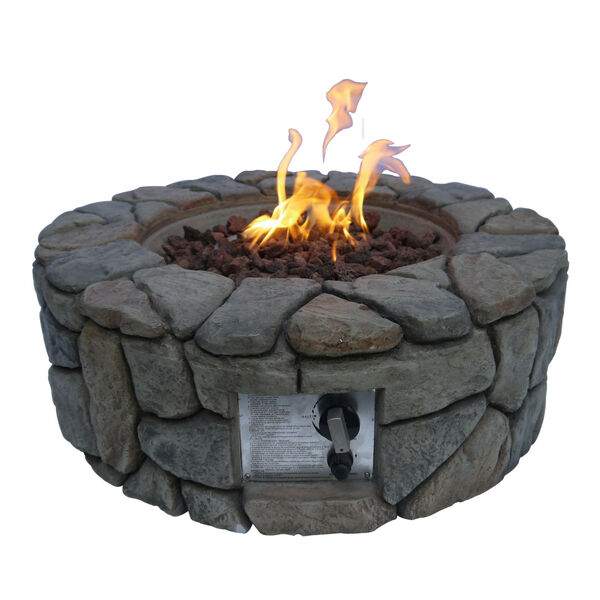 Grey Outdoor Stone Propane Gas Fire Pit, image 1