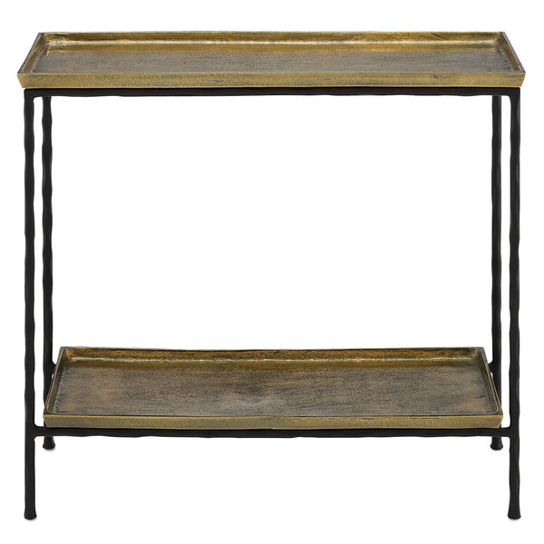 Boyles Antique Brass and Black Side Table, image 3
