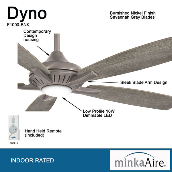 Dyno Burnished Nickel 52-Inch Led Ceiling Fan, image 3
