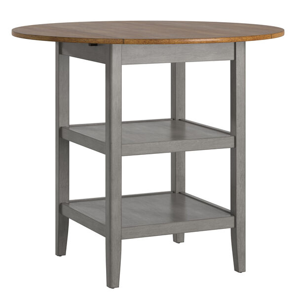 Caroline Gray Two-Tone Side Drop Leaf Round Counter Height Table, image 1