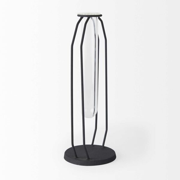 Aria Black 11-Inch Metal and Glass Test Tube Vase, image 4