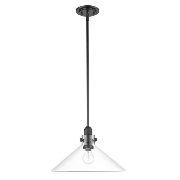 Dwyer Matte Black One-Light Pendant with Clear Glass, image 2