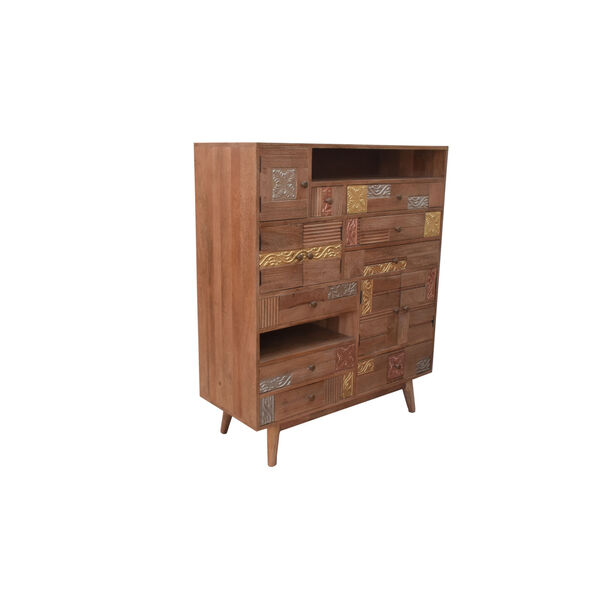 Vacation Natural Chest with Eight Drawers and Two Open Shelves, image 1