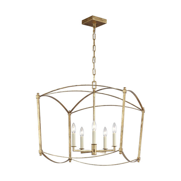 Thayer Antique Gold Five-Light 23-Inch Chandelier, image 1