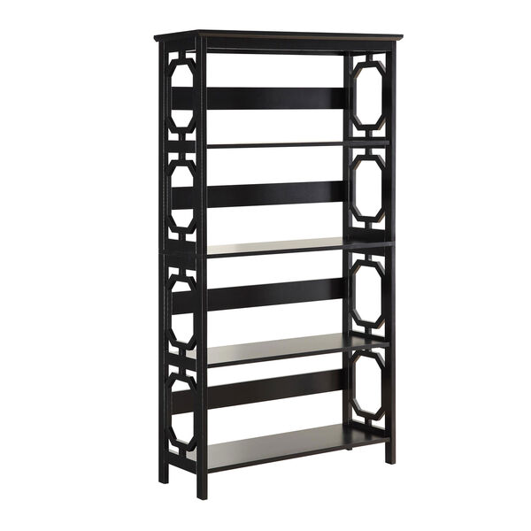 Selby Black Five Tier Bookcase, image 1