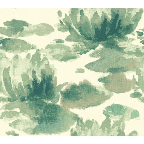 Candice Olson Botanical Dreams Green Water Lily Wallpaper, image 2