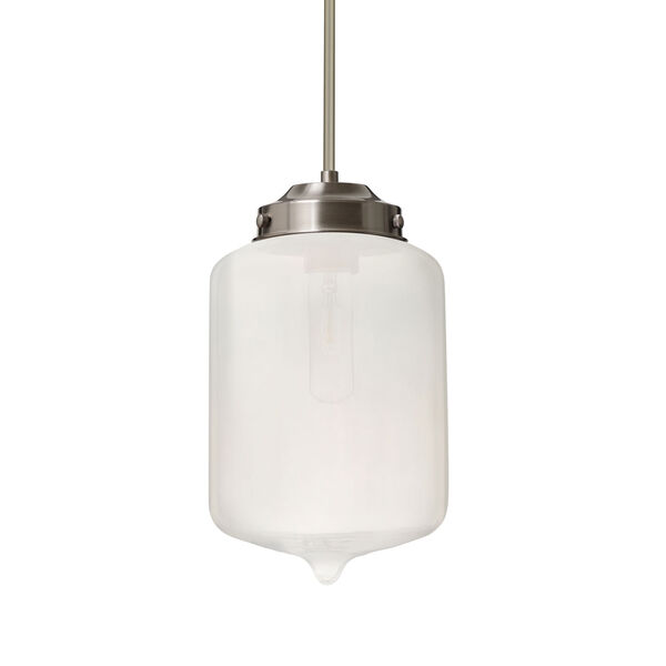 Olin Satin Nickel One-Light Pendant With Frost Glass, image 1