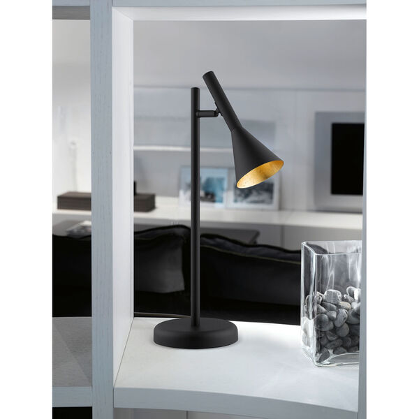 Cortaderas Black One-Light Table Lamp with Black Exterior and Gold Interior Shade, image 3