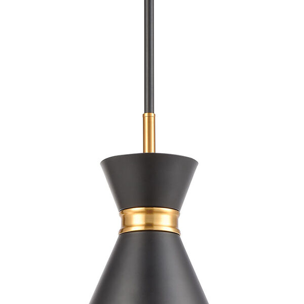 Modley Matte Black and Brushed Brass One-Light Mini Pendant, image 4