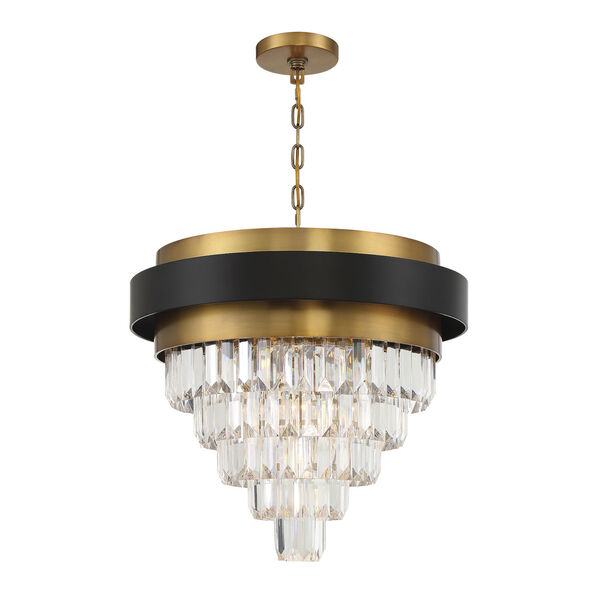 Marquise Matte Black and Warm Brass Four-Light Chandelier, image 3