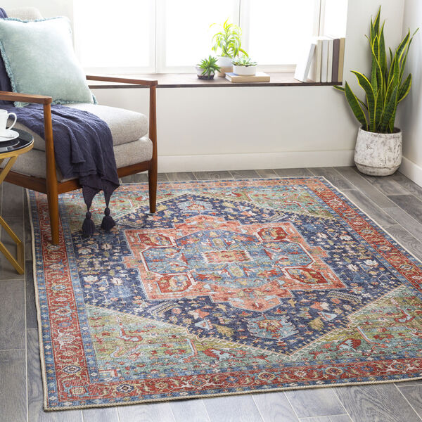 Amelie Teal and Blush Rectangle 6 Ft. 7 In. x 9 Ft. Rugs, image 2