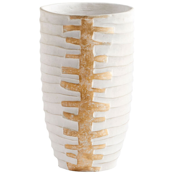 White and Gold 12-Inch Luxe Vessel Vase, image 1