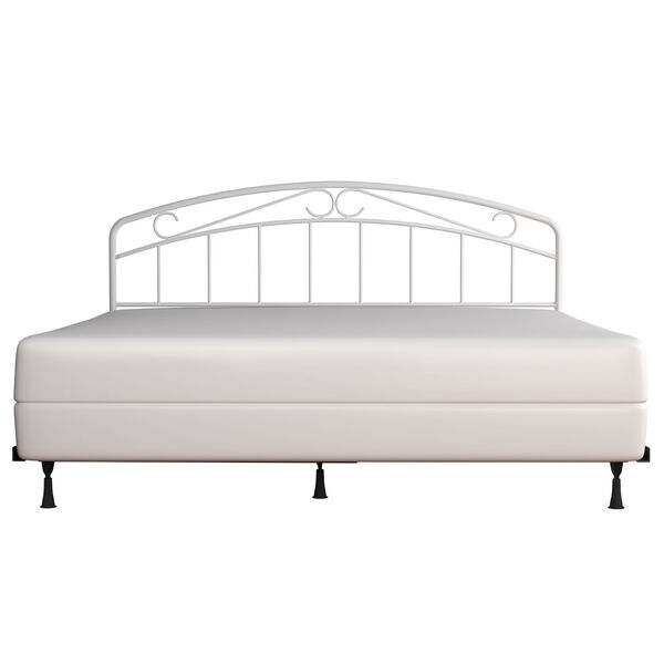 Jolie White King 77-Inch Metal Headboard with Arched Scroll Design and Frame, image 3
