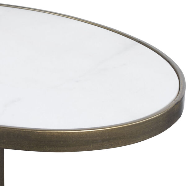 Jessenia White and Antiqued Brushed Gold Accent Table, image 4