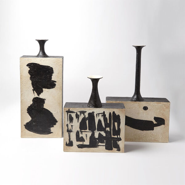 Studio A Home Cream and Black Tall Thetis Vase, image 4