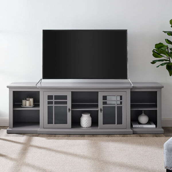 Grey Glass Door Storage TV Stand, image 3