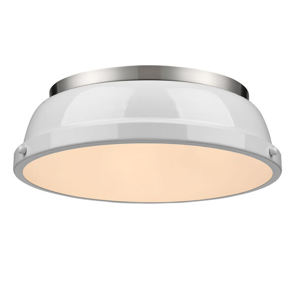 Duncan White and Pewter Two-Light Flush Mount, image 1